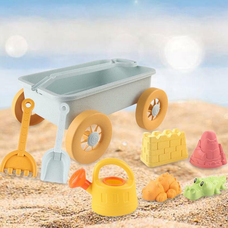Sand Castle Beach Toys para crianças, Sand Cart, Edifício de fundição, brinquedo para viagens, jardim pré-escolar, sandbox, 8 peças