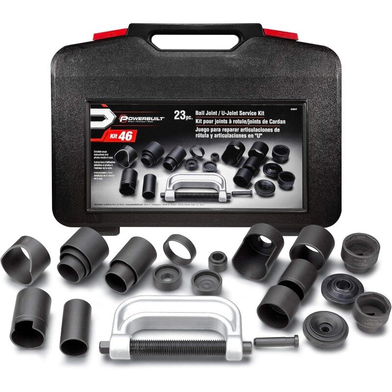 Ball and U Joint Service Set, 23 Piece Tool Kit, Remove and Install Ball Joints, Receiving Tube, Adapters