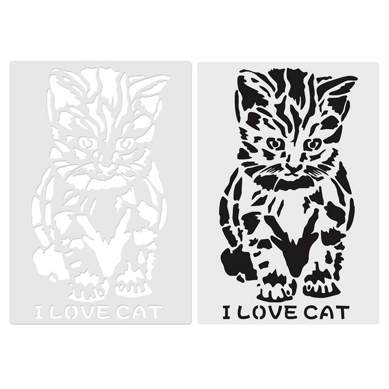 Animal Drawing Stencils White Cat Pattern Drawing Stencils DIY Hollow Out Crafts Drawing Stencils for Notebook Diary