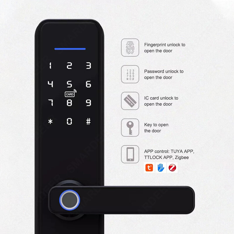 Fingerprint Electronic lock With Zigbee Smart door lock for Tuya Smart Home Voice Control With Alexa and Google Home