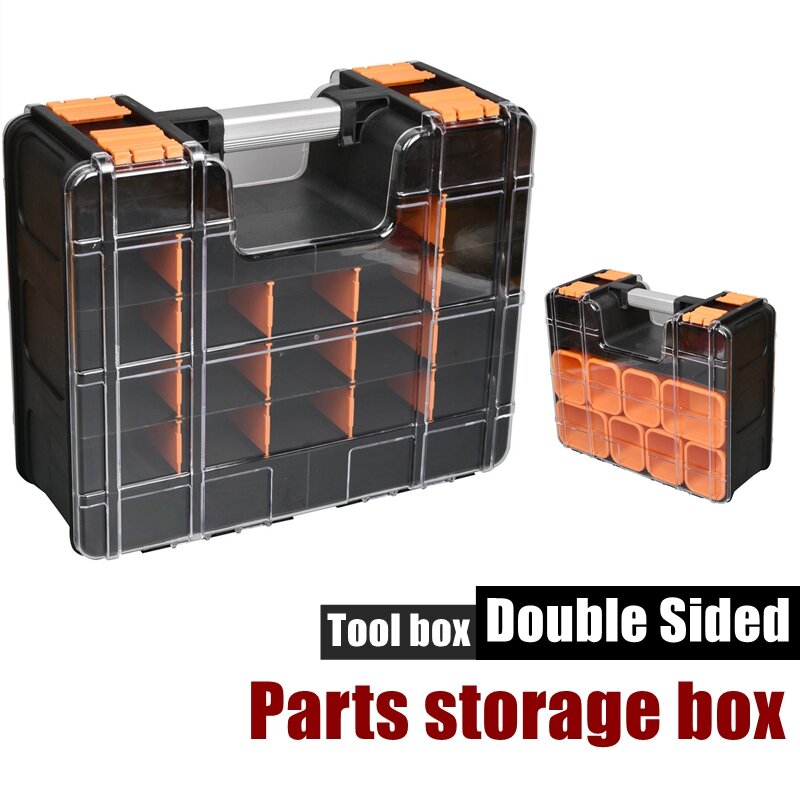 Portátil Double-side Toolbox Peças, Screw Storage Box, Hardware Tool Box, Organizer Box, Multi-grade Bolt Case