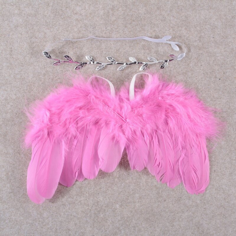 White/Pink Cute Newborn Feather Wings Roses Wings Baby Photography Feather Wings Soft Hair Accessories