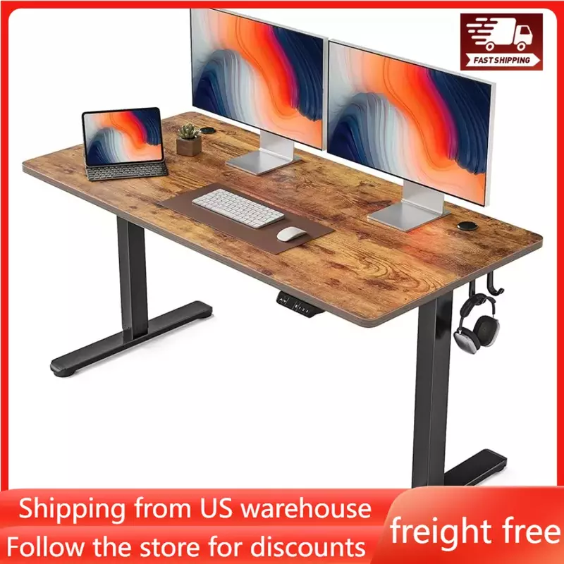 Electric Standing Desk, 55 x 24 Inches Height Adjustable Stand up Desk, Sit Stand Home Office , Computer Desk, Rustic Brown