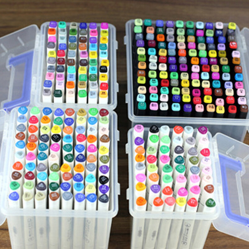 Estuche de almacenamiento de rotuladores, caja de lápices de plástico transparente para una fácil organización, portalápices, fácil de limpiar