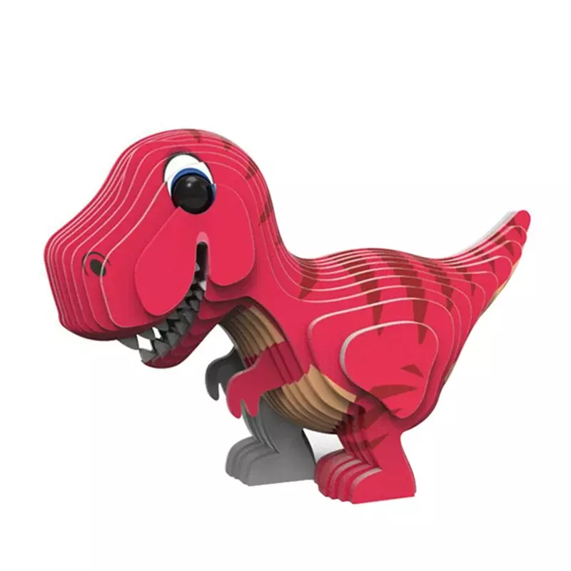 3D Paper Puzzle Animal Model Toy, Dinossauro encaixotado, Girafa, Hipopótamo, Tubarão, Ortografia engraçada, Treinamento Movimento Fino, Brinquedo Educativo