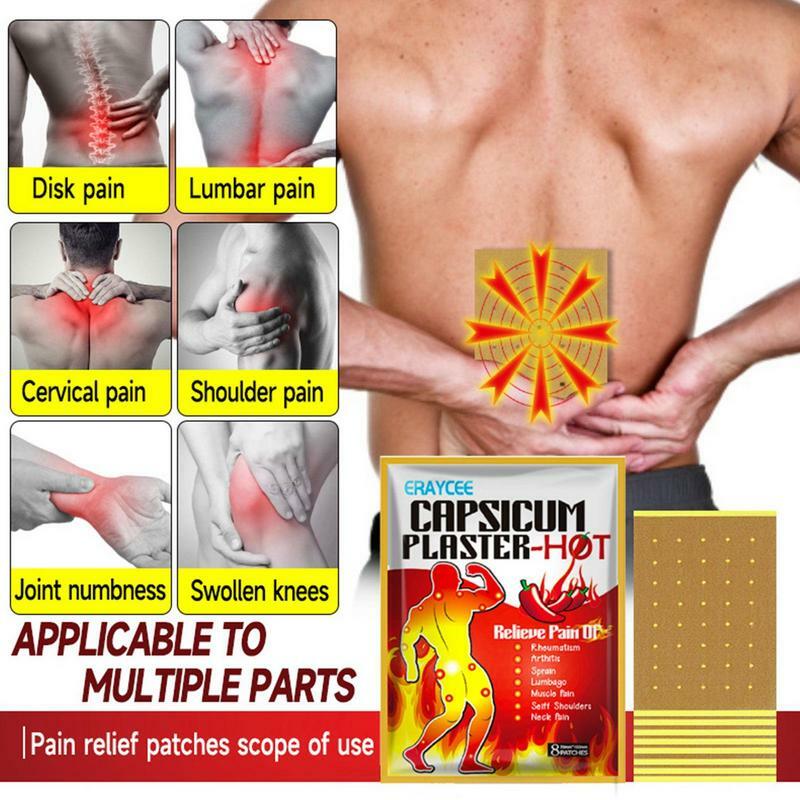 8/16Pcs Soreness Relieving Patches Soreness Relief Capsicum Heat Plaster Hot Patch For Back Neck Shoulder Knee Muscle Soreness