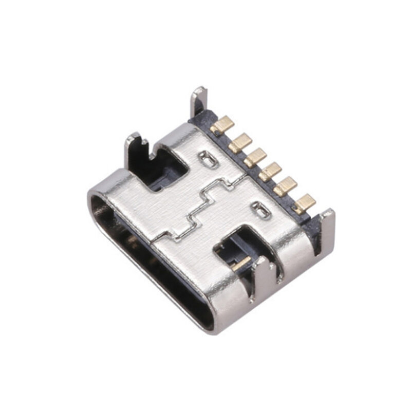 SMT Conector de Soquete Micro USB Tipo C 3.1, SMD DIP para PCB Design, alta carga atual, 6 pinos, DIY