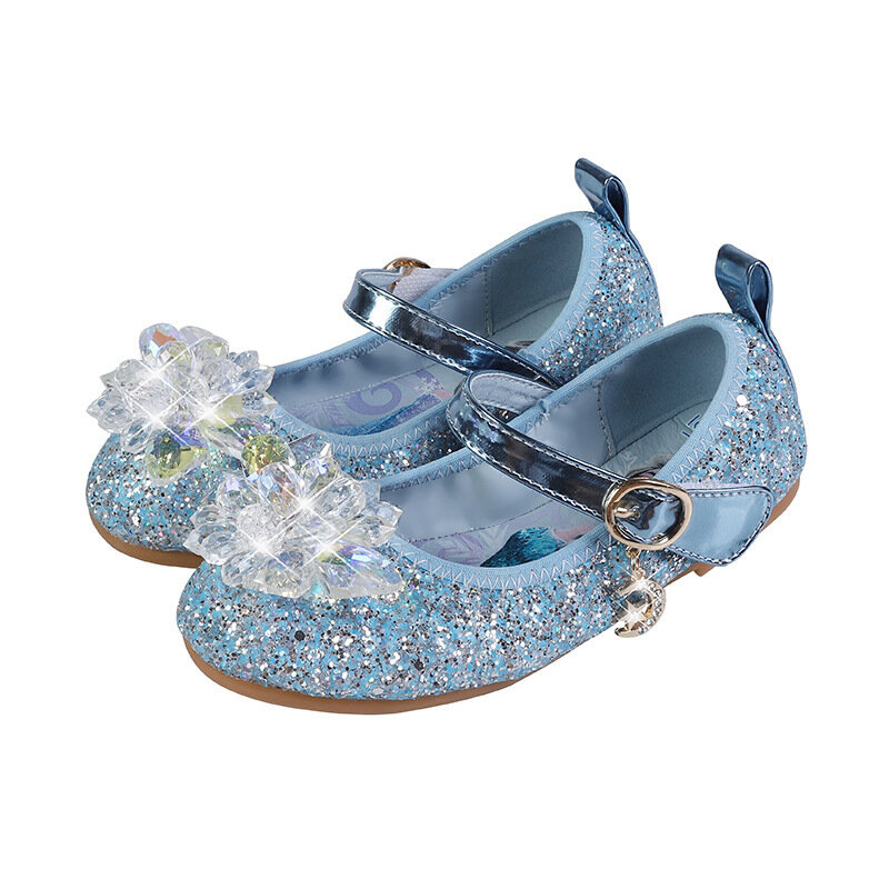 Disney Princess Crystal Shoes New Girls Single Shoes Frozen Aisha Sophia Rhinestones Shoes Performance Party Shoes Size 22-36