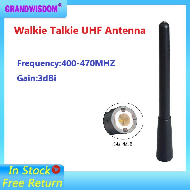 UHF SMA Male Connector Antenna para Walkie Talkie, antenas direcionais impermeáveis, sem fio, 1P, 2P, 400-470MHz