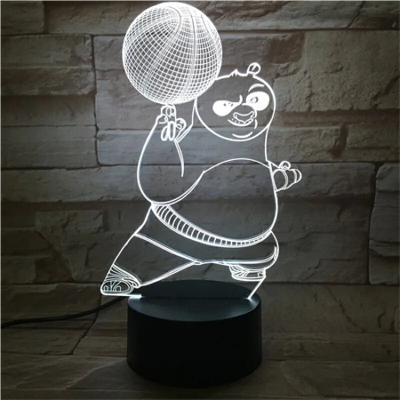 Lampka nocna Led chłopięca Kung Fu Cool Panda lampka nocna do koszykówki dla dzieci sypialnia USB zasilana Led lampka nocna prezent urodzinowy dla dzieci