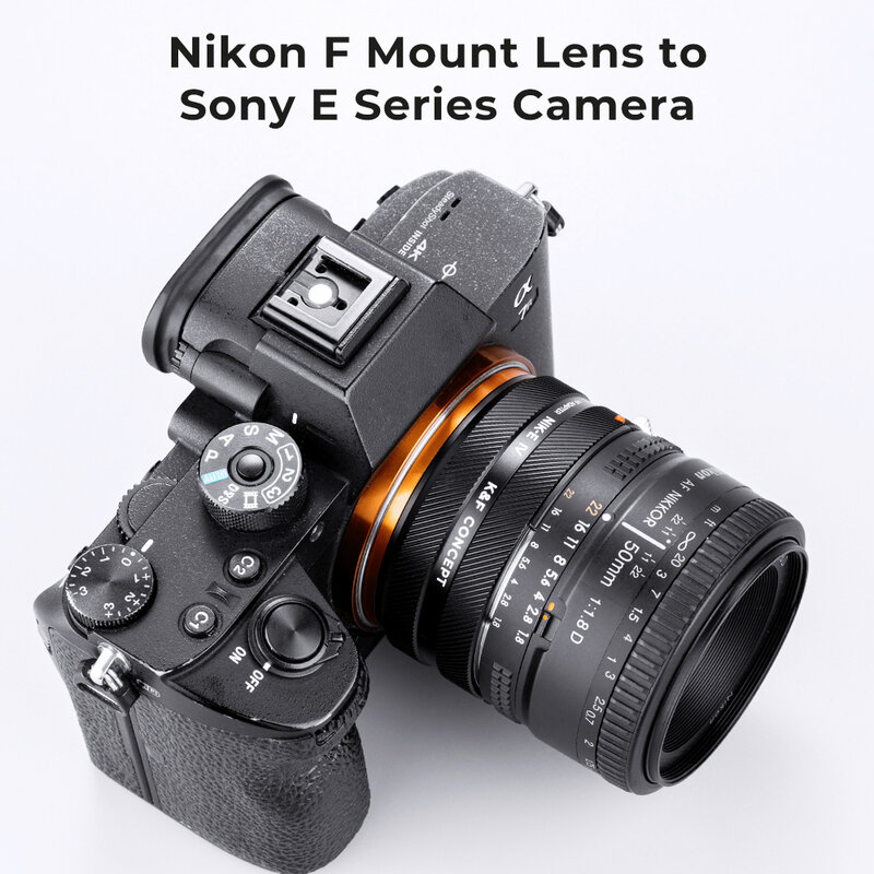 K & F Concept Nik-E Nikon F Ai Mount Lens Sony E Fe Mount Camera Adapter Ring voor Sony A6400 A7M3 A7R3 A7M4 A7R4