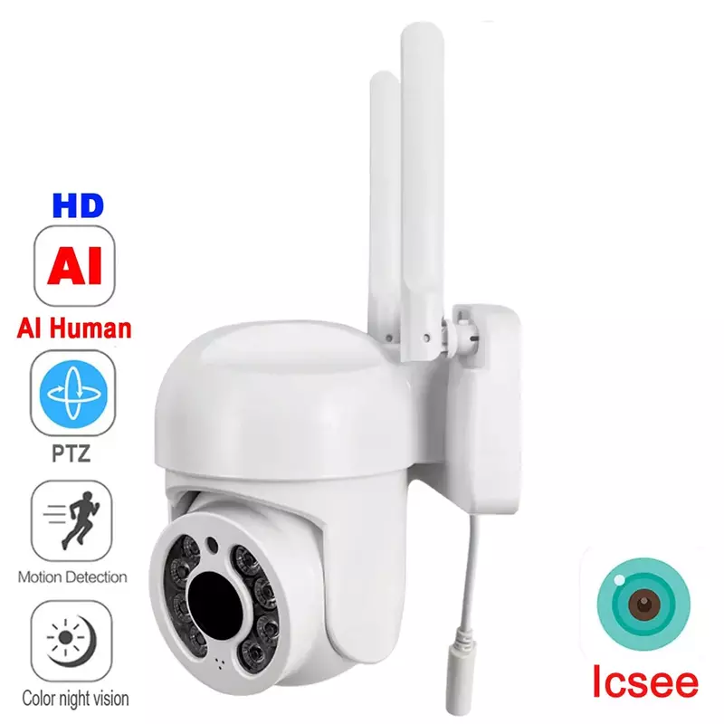 Kamera WIFI pengawasan Video keamanan CCTV Audio luar ruangan kamera keamanan pelacakan otomatis AI tahan air nirkabel warna penuh malam