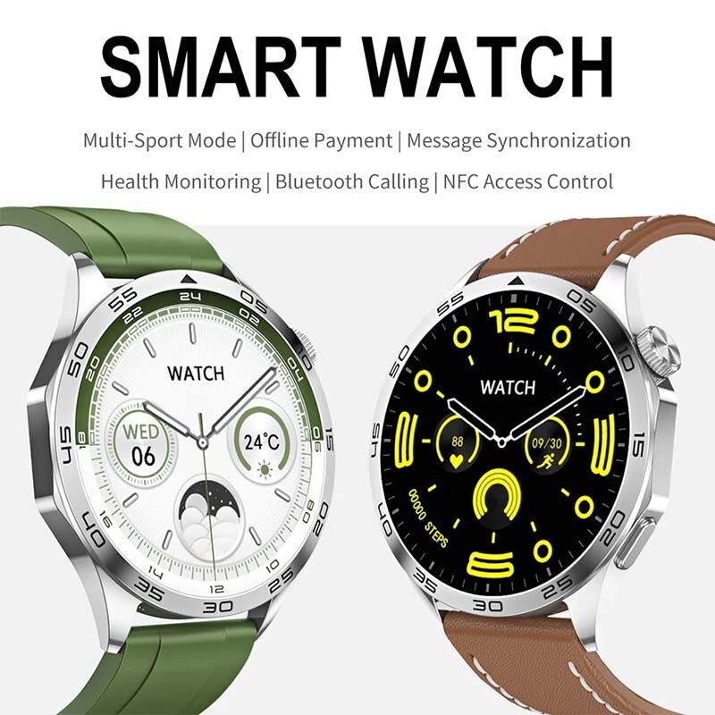 Новинка 2024, умные часы для Huawei Xiaomi GT4 Pro, мужские умные часы с функцией измерения яркости, GPS-трекером, AMOLED экраном 466*466 HD, пульсометром, Bluetooth-вызовом, умные часы