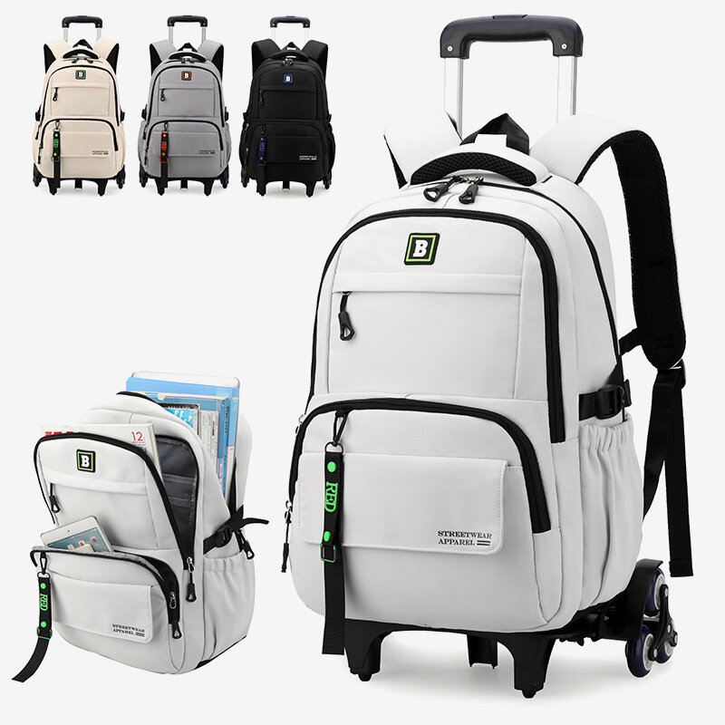 Plecak szkolny z kółkami plecak na kółkach dla chłopca dzieci plecak na kółkach plecak szkolny na kółkach wózek podróżny plecak bagaż