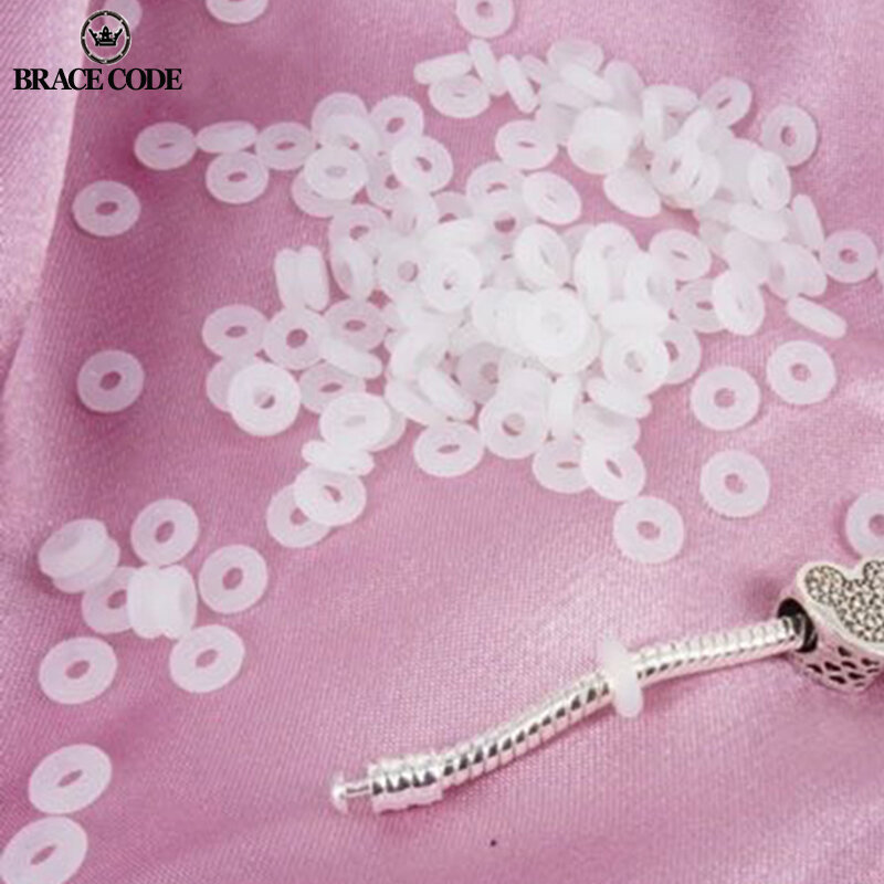White Rubber Clip Charms Safety Stopper Beads Silicone safety non-slip hose Fits Original Brand Charm Bracelets Accessories