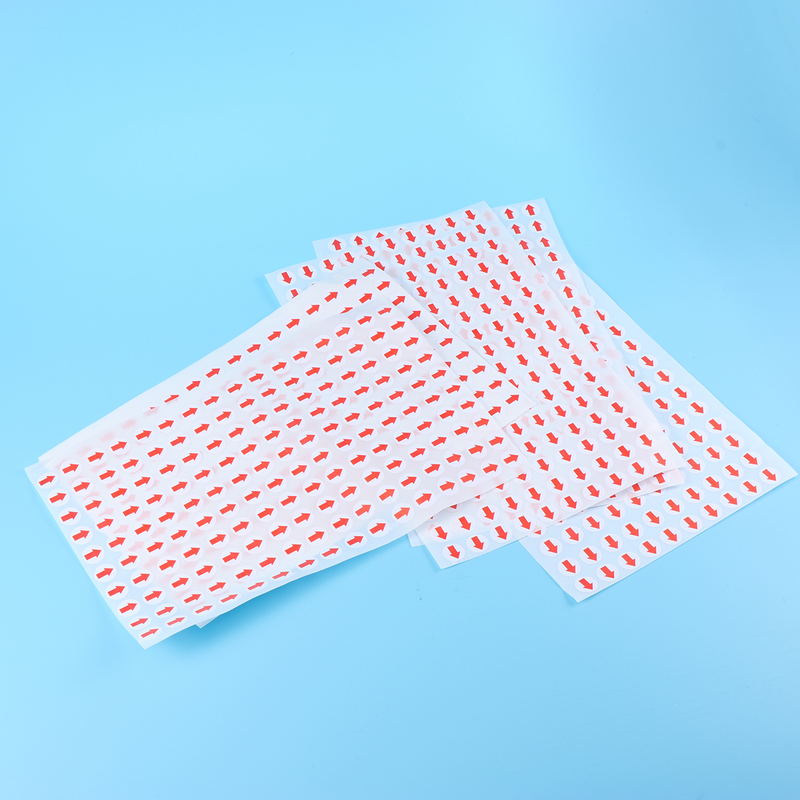 Etiquetas de flecha autoadhesivas de 10mm, pegatinas de punto de círculo pequeño, cinta indicadora de defectos de inspección del producto (blanco + rojo)