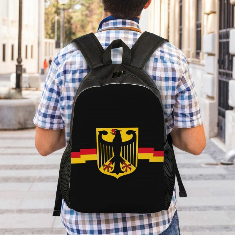 กระเป๋าเป้สะพายหลังลายนกอินทรีเยอรมันสำหรับผู้หญิงกระเป๋านักเรียนกันน้ำผู้ชายโรงเรียนธงเยอรมนี