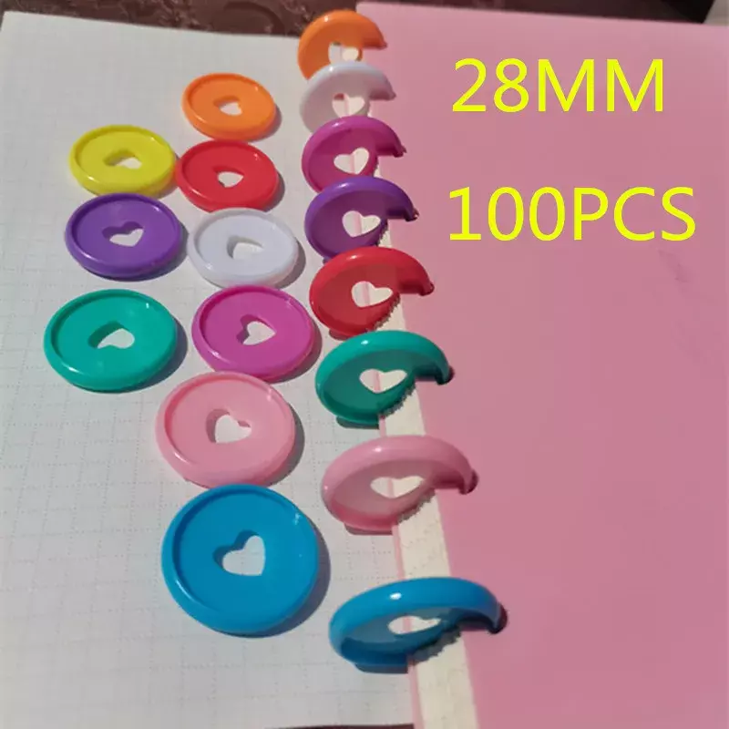 100PCS28MM plastikowy pierścień wiążący, otwór grzybkowy przycisk wiązania luźnego liścia, klamra CD do wiązania książek DIY
