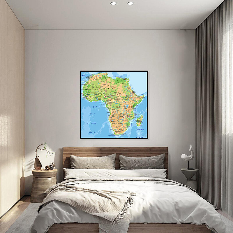 The Africa Map In French 60*60cm Canvas Painting Wall Decorative Poster Unframed Art Print Bedroom Home Decor Office Supplies