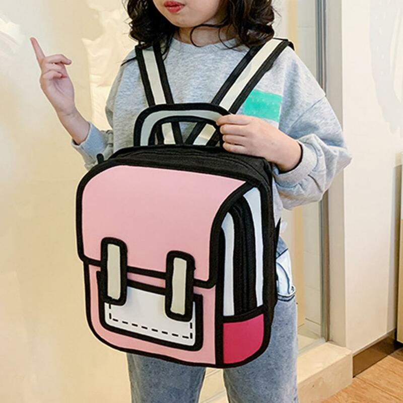 Cartoon Student Backpack Large Capacity Waterproof Adjustable Strap Book Storage Unisex 2D Drawing Daypack Travel Rucksack