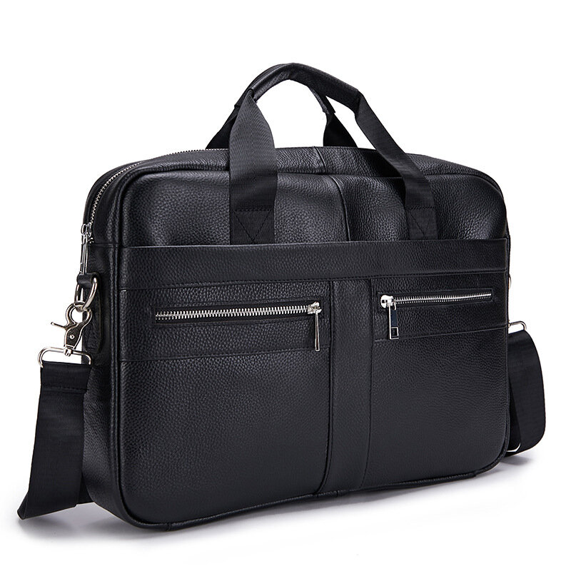 Genuine Leather Men Briefcase Business Office Laptop Bag Tote Male Handbag Casual Shoulder Messenger Bag Large Capacity