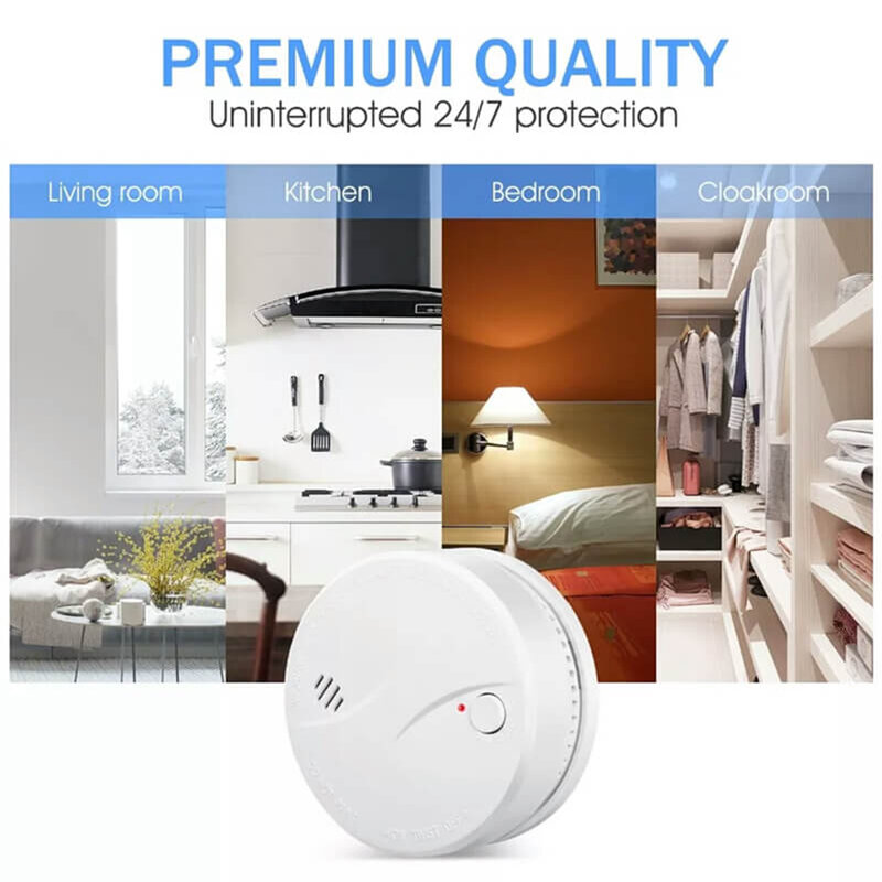 85dB Smoke Sensor And Fire Detector With CE Approved 10 Years Sealed Battery Life Optical Sensor For Kitchen