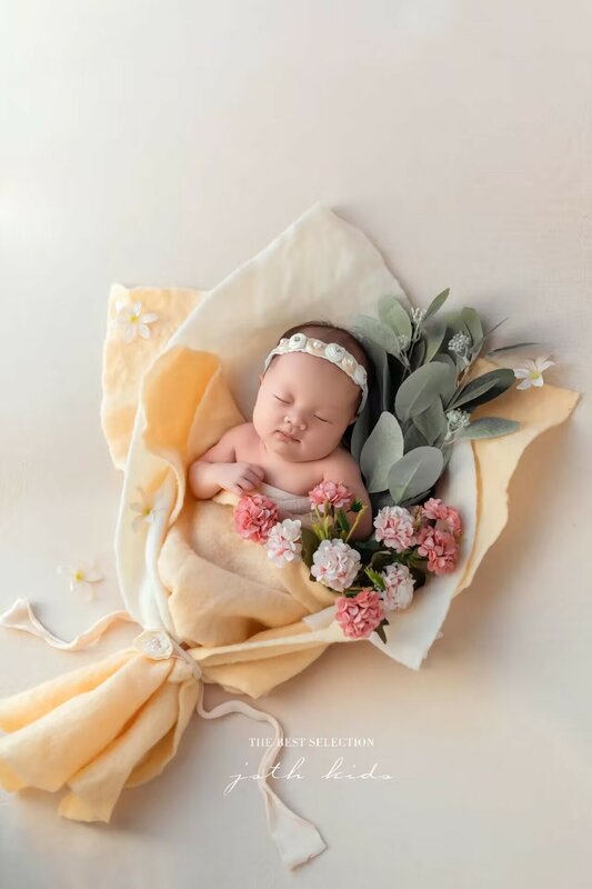 ❤️-赤ちゃんの写真アクセサリー,50x50cmの装飾的な手作りのフェルトブランケット,花のアクセサリー