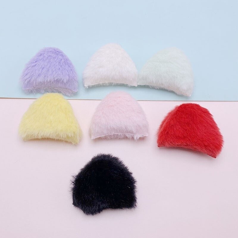10 peças orelhas peludas gato para meninas faça você mesmo apliques acolchoados pelúcia para chapéus grampo cabelo