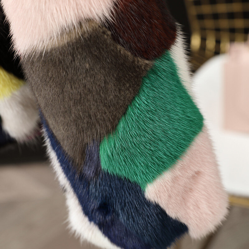 ธรรมชาติ Mink Fur Real เสื้อสไตล์สั้นของผู้หญิง Outerwear แจ็คเก็ต Fox Fur Collar 2023ใหม่ Hooded เสื้อผ้าสตรี