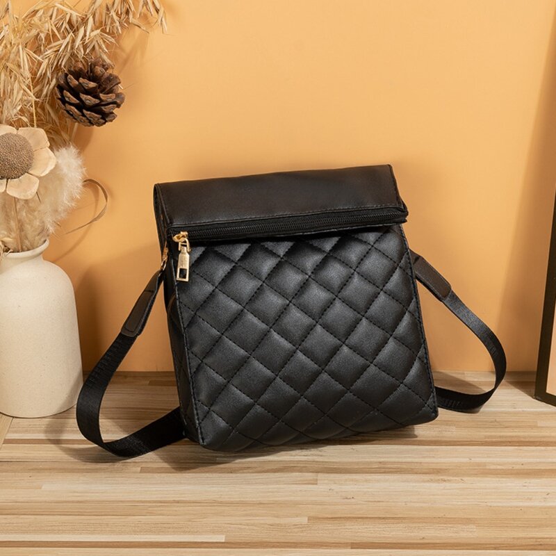 Solid Color Fashion Rhomb Crossbody Bag New Square Shape PU Crossbody Leisure Bag PU Leather Shoulder Bag