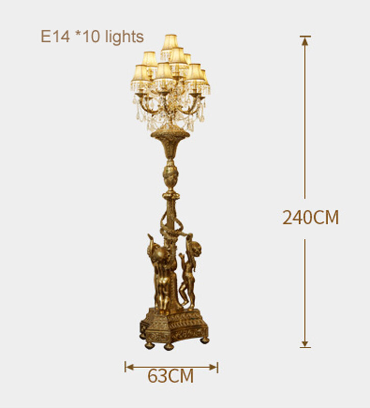 French Style Floor Lights Living Room Luxury Hotel Project Large Standing Light Copper Vintage Grand Villa Table Lamp Restaurant