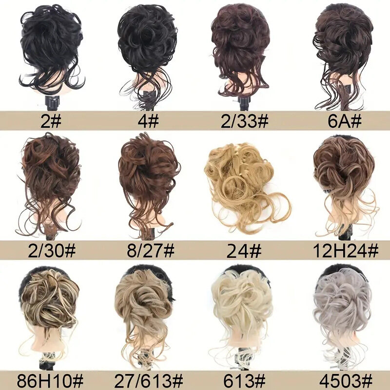 Synthetic Hair Bun Claw Chignon Women Messy Curly Fluffy Hair Bun Clip In Ponytail Hair Extensions Natural False Hairpieces
