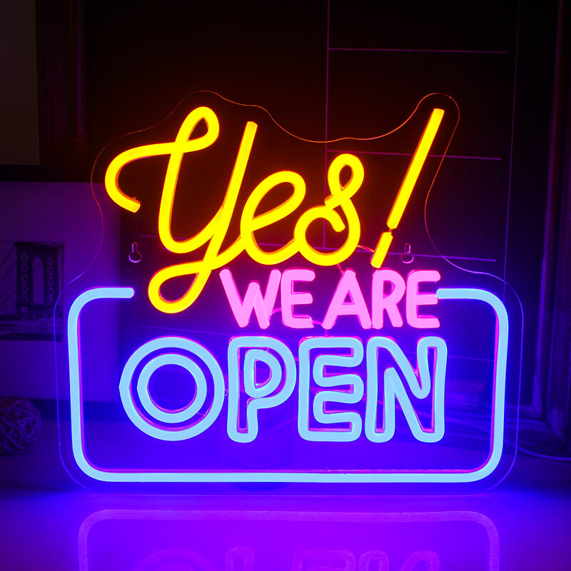 Yes We Are Open Neon Sighs LED Lights Wall Lamp For Shop Coffee Bar Cafe Club Bar Aesthetic Welcome Light Up Sigh Wall Art Logo