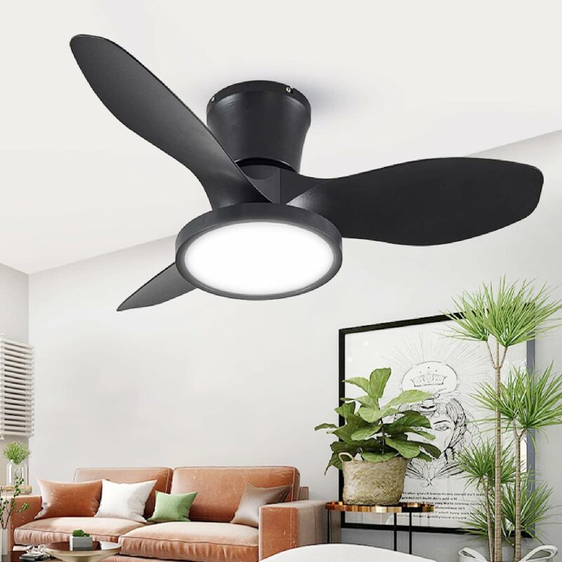 ocioc Quiet Ceiling Fan with LED Light DC Motor 32 inch Large Air Volume Remote Control for Kitchen Bedroom Dining Room Patio