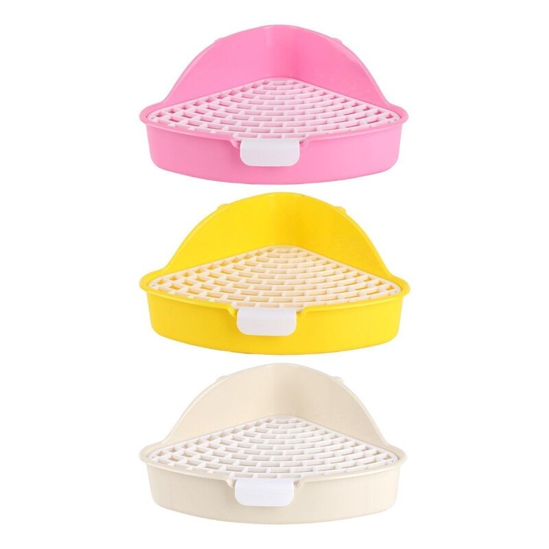 For Small Pet Rabbit Litter Tray Portable Cleaning Supplies Removable Potty Trainer Triangle Plastic Litter Bedding Box