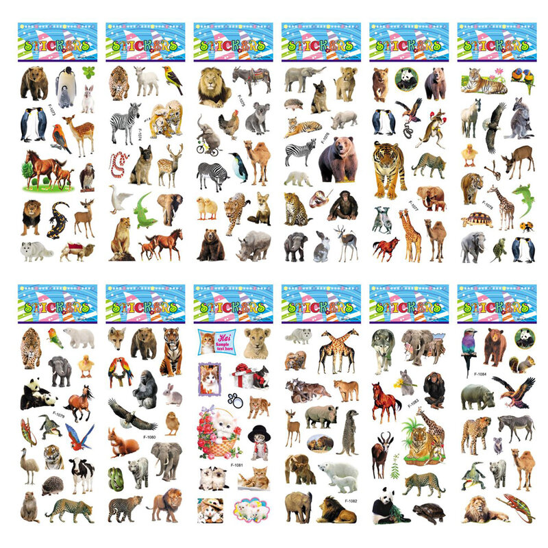 Puffy Cartoon Stickers for Children, Scrapbooking Stickers, Aniversário, Natal, Presente de Ano Novo, Menina, Menino, Crianças, 5 folhas