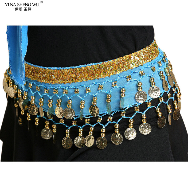 Women Belly Dance Hip Scarf Accessories Oriental Dance Belt Belly Dance Coin Sequin Tassel Hip Skirt Adult Dance Waist Chain