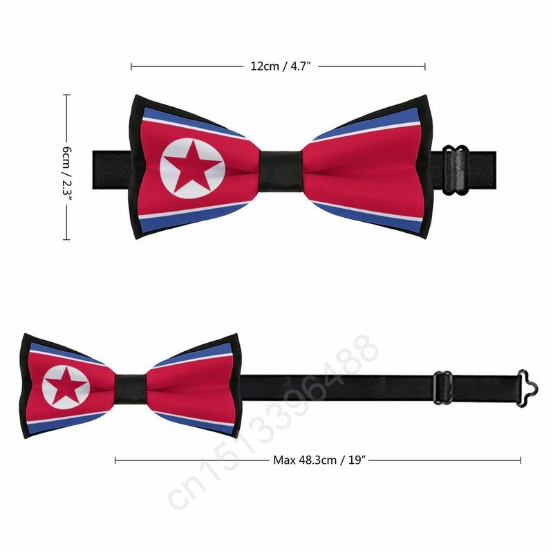 New Polyester North Korea Flag Bowtie for Men Fashion Casual Men's Bow Ties Cravat Neckwear For Wedding Party Suits Tie