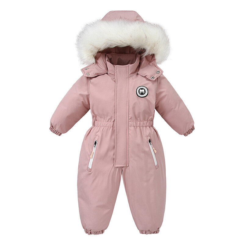 AYNIGIELL Winter for Children 2-5 Years Thick Warm Infant Overalls Baby Girls Boys Cotton Hooded Jumpsuit Outdoor Ski Snowsuit