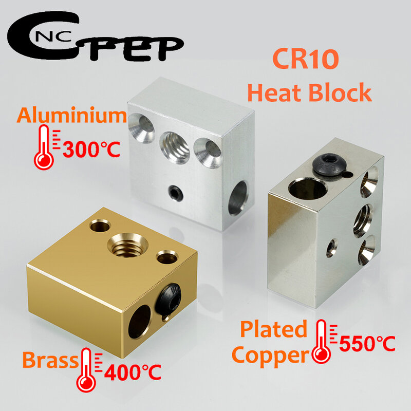 4pcs Official Plated Copper CR10 Heated Block Aluminum Brass Heat Block All Metal Hotend 3D Printer Parts For Ender 3 CR10S