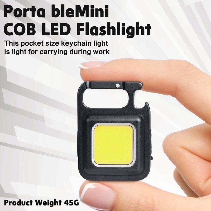 Linterna LED pequeña, llavero COB recargable brillante de 1000 lúmenes, 4 modos de luz, luz de bolsillo portátil