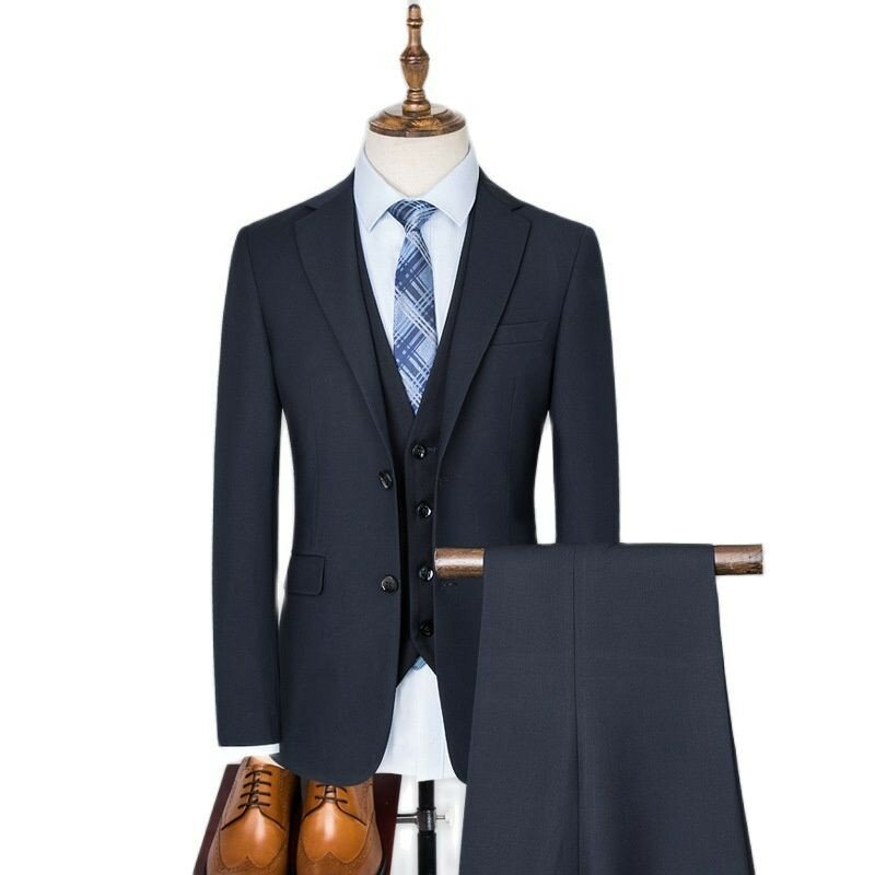 Men's Suit 3 Pieces Version Slim Fit Business Dress Suitable For Work Wedding Groom Dress Jacket Vest With Pants