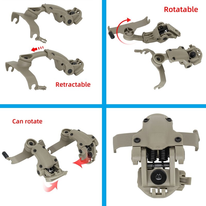 Set Kepala Airsoft Helm Taktis Kit Dudukan Rel Helm Busur Adaptor Rel untuk Headphone Taktis Kepala COMTAC II COMTAC III