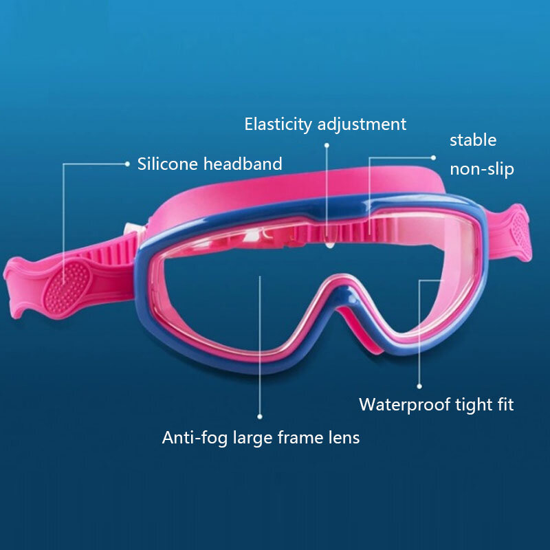 Очки для плавания на открытом воздухе, Большая водонепроницаемая оправа, незапотевающие очки для детей с УФ-защитой, очки для плавания для детей