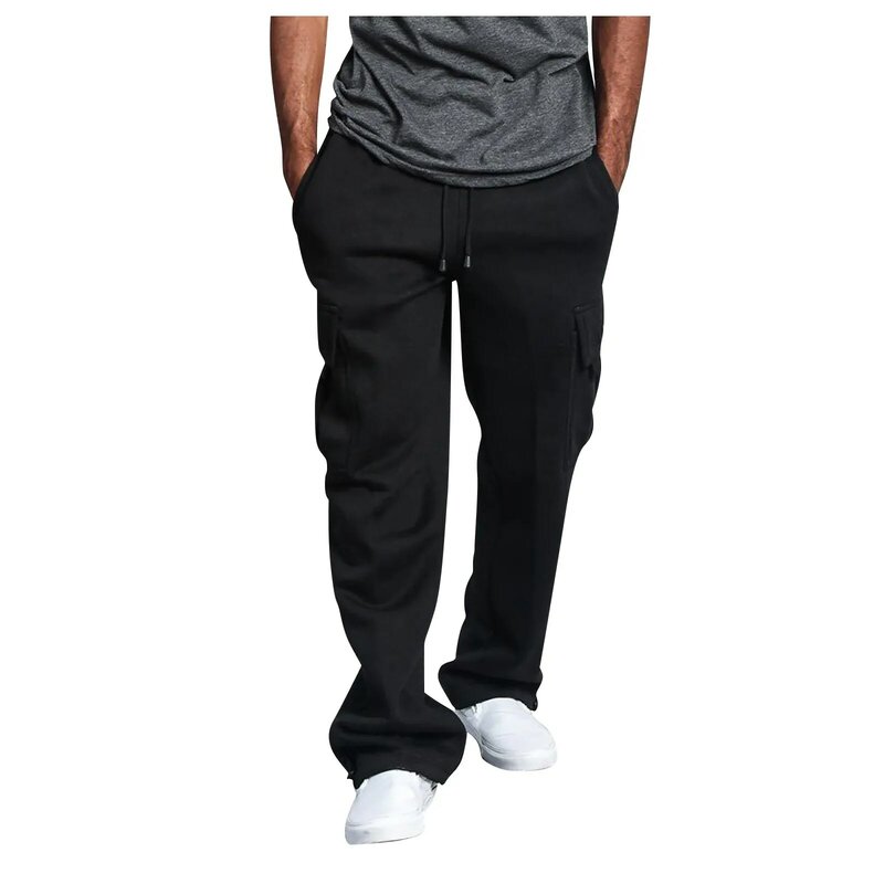 Pantalones deportivos con cordón para Hombre, ropa De chándal informal con múltiples bolsillos