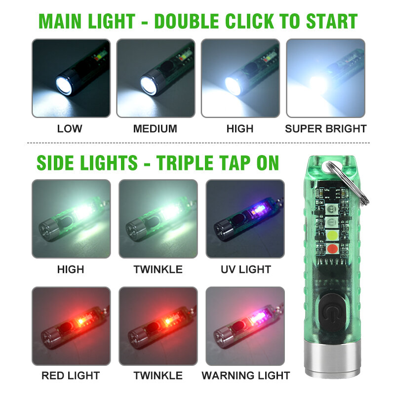 Đèn Pin Mini LED Đa Chức Năng Chống Nước Móc Khóa Đèn Pin Di Động Chống Nước Từ Cảnh Báo Cắm Trại Đèn Pin Đèn