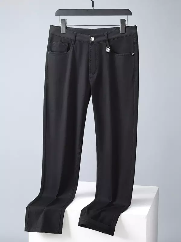 Брюки мужские хлопковые стрейчевые, легкие повседневные облегающие брюки в деловом и офисном стиле, цветные прямые длинные штаны, на лето