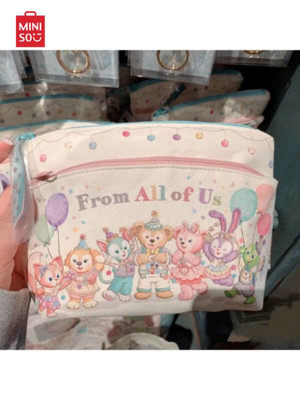 MINISO Disney Cartoon Duffy Bear Tony Lingna Belle Cute Print Storage Makeup Bag 2024 Spring Party Children's Bag Coin Wallet