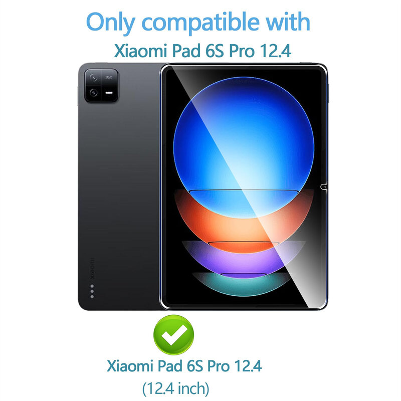 Vidrio templado para Xiaomi Pad 6S Pro, Protector de pantalla de 12,4 pulgadas, dureza 2024 HD 9H, Protector de cámara trasera, película de vidrio antiarañazos