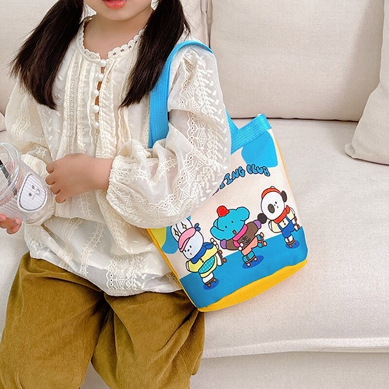 Small Bucket Bag Purse Cute Canvas Tote Bag Handbag Purse Small Clutch Purses Canvas Shopping Bag for Kid Student Girl